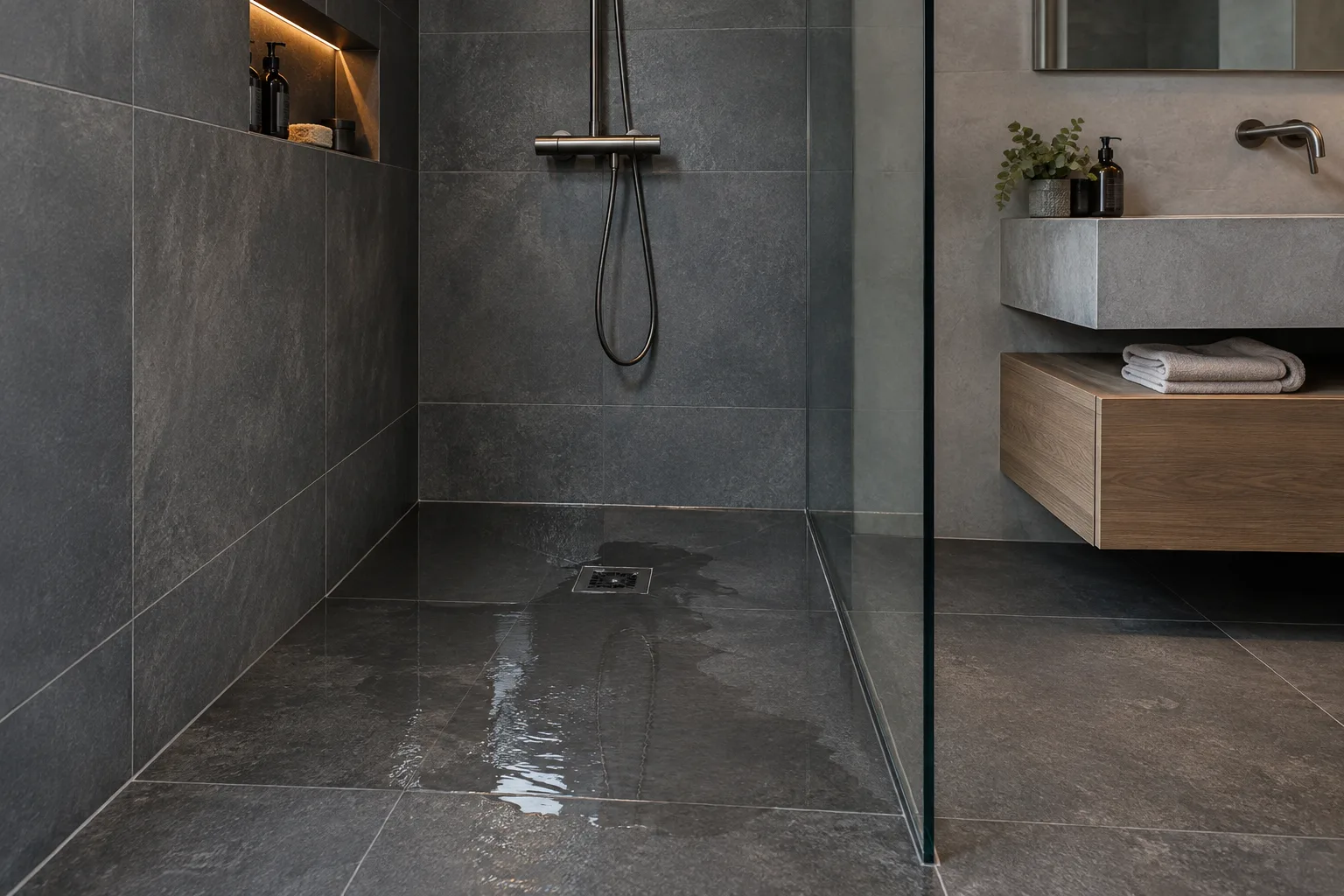 Expert in Water dat in de douche blijft staan